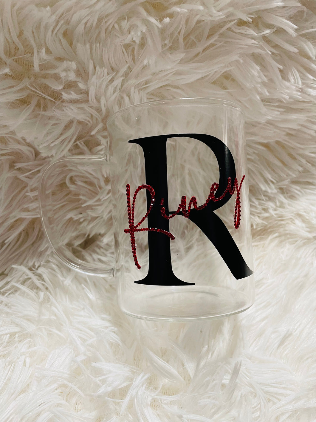 Clear initial & name mug